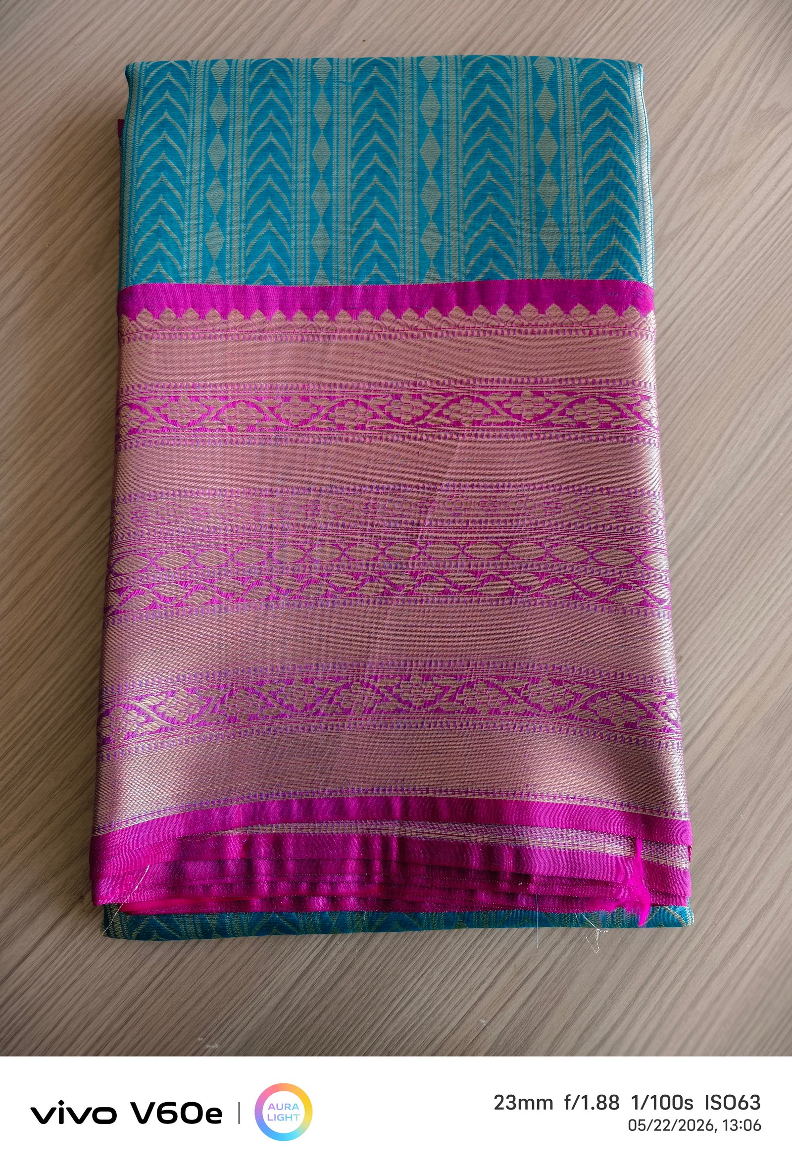 Peacock Blue & Magenta Zari Elegance Saree