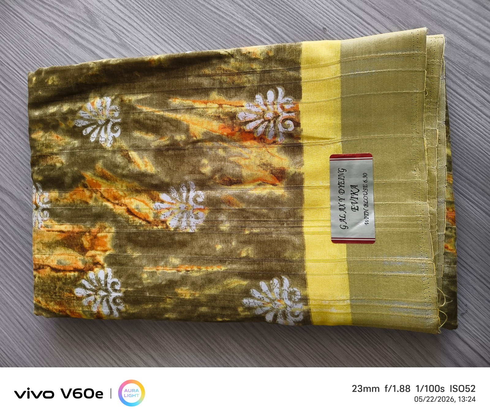 Olive Mist Batik Printed Cotton Saree