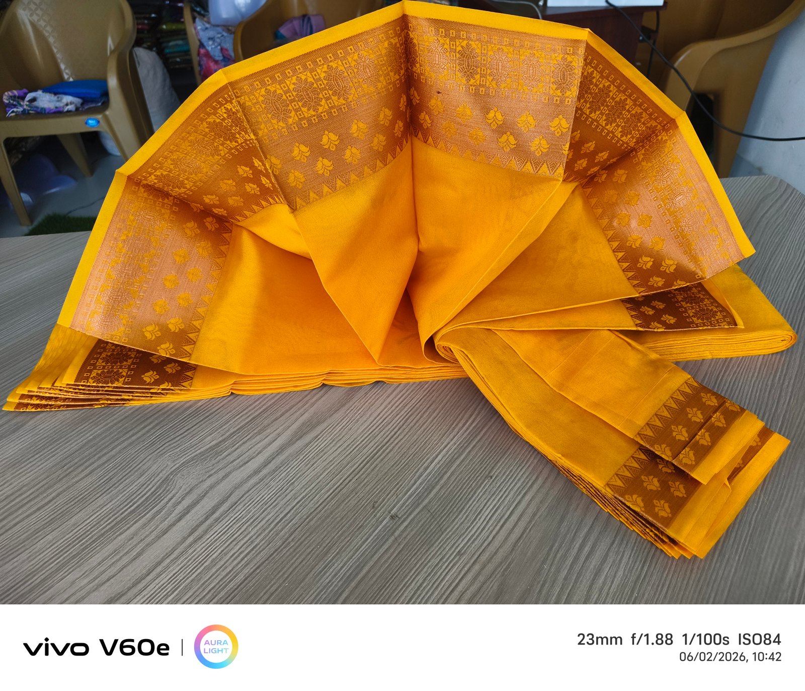 Golden Mustard Traditional Jacquard Saree