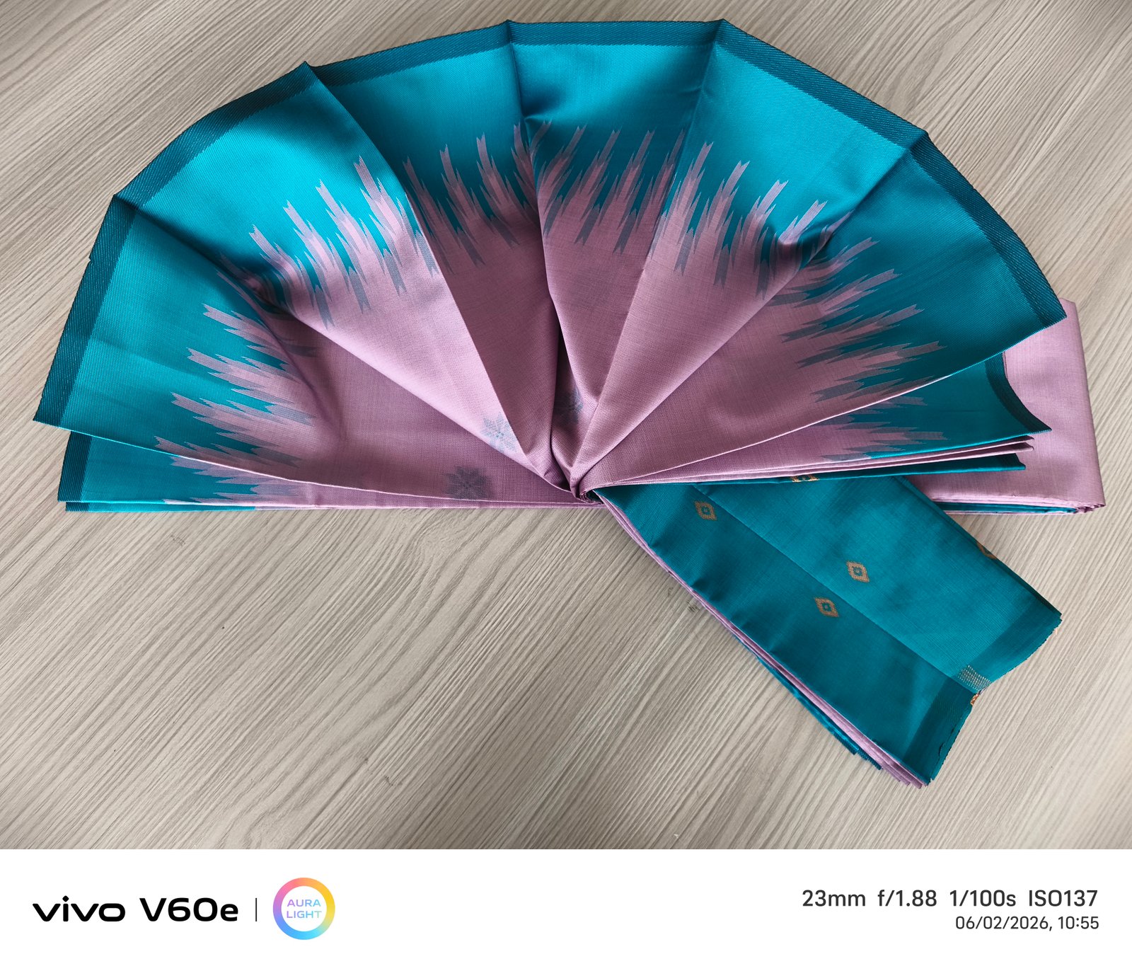 Rose Pink & Teal Contrast Soft Silk Saree