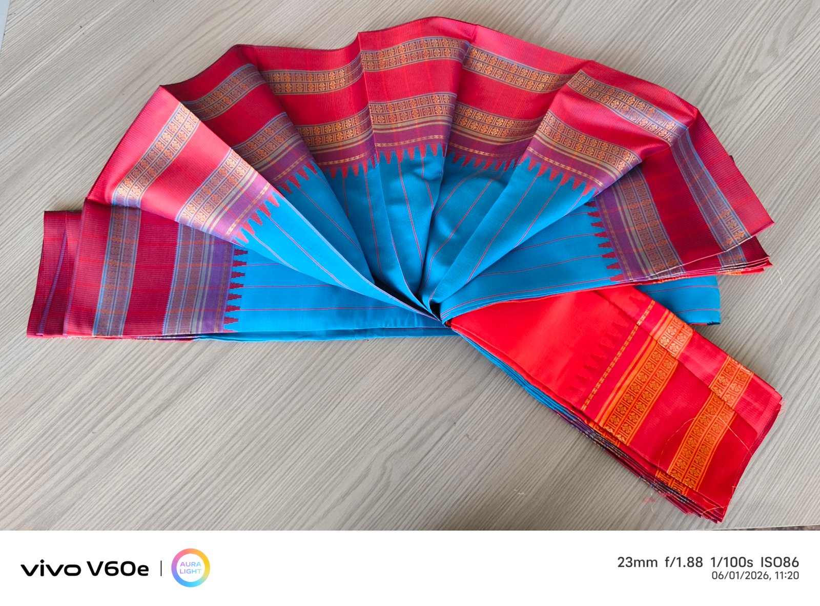 Royal Sky Blue & Magenta Traditional Silk Saree