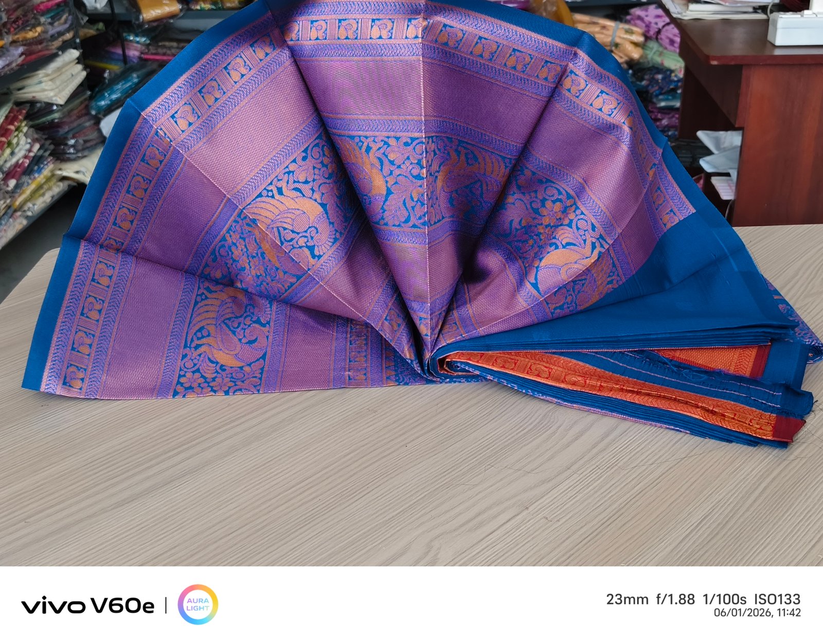 Royal Blue Jacquard Silk Saree with Traditional Zari Border