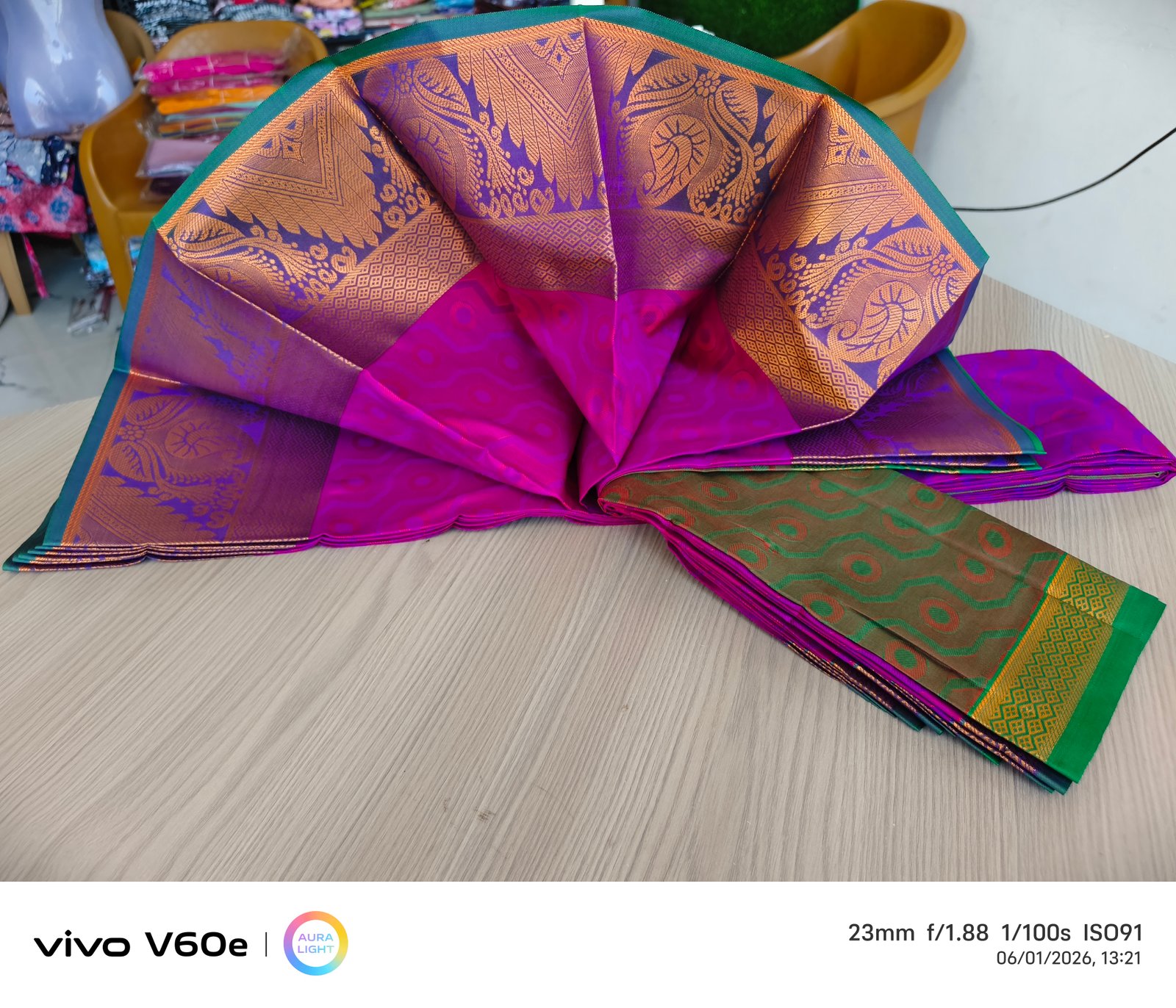 Royal Magenta Geometric Silk Saree