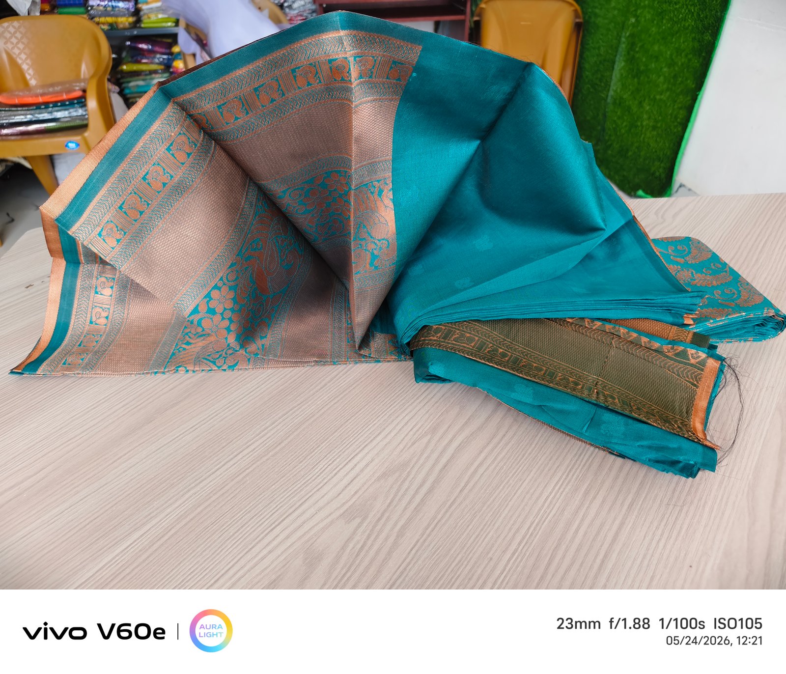 Teal Blue Peacock Zari Designer Saree