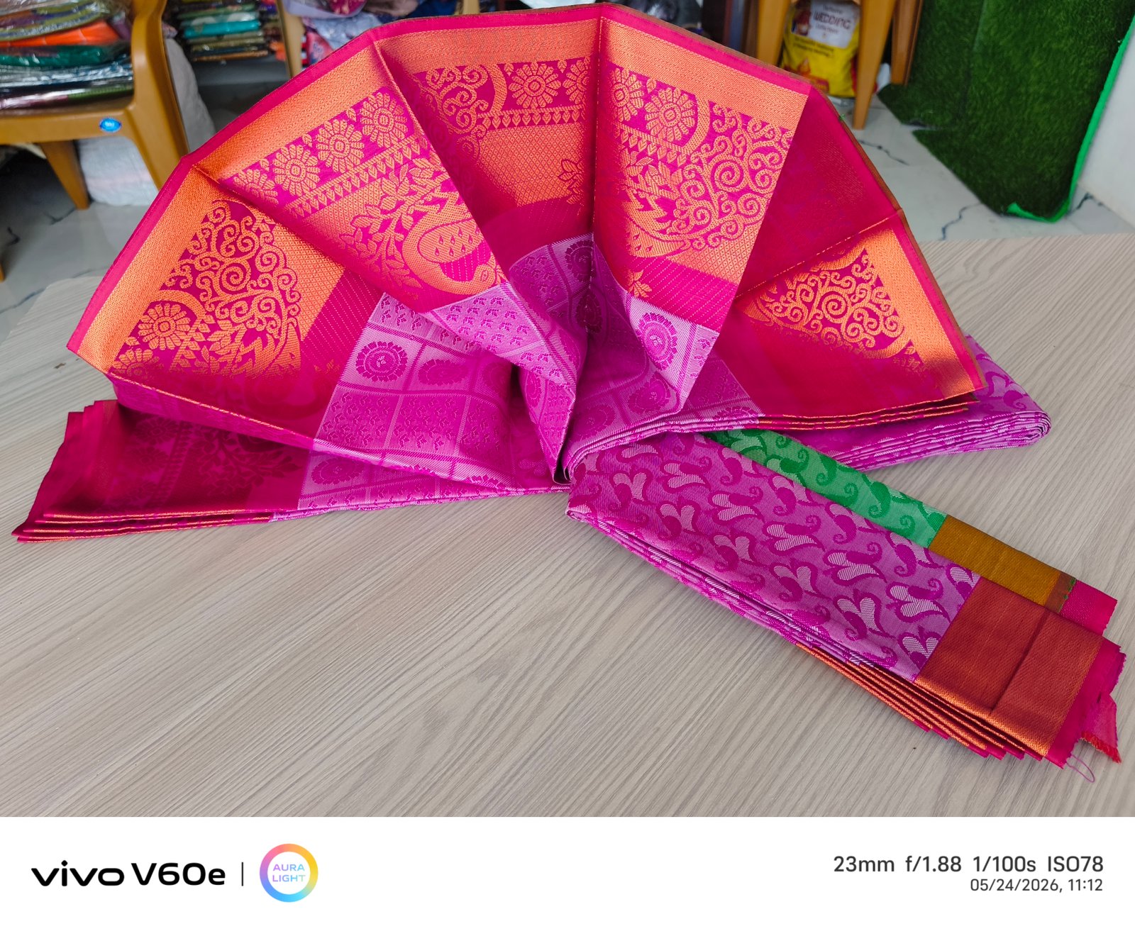 Royal Orchid Pink Jacquard Saree with Zari Paisley Border